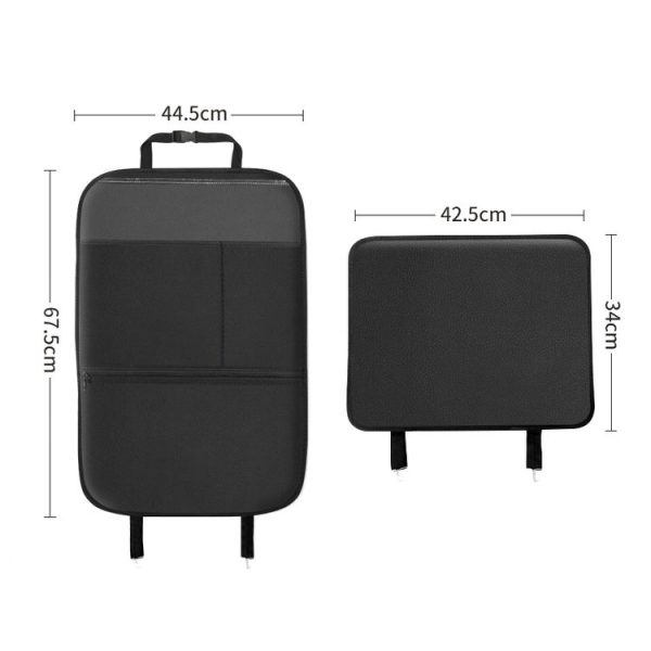 Car Seat Back Children Anti-kick Pad Back Rear Anti-dirty Universal Leather Protection Pad Storage Bag Half Pack Version (Black) - Image 3