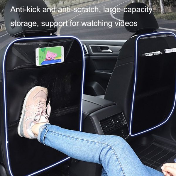 Car Seat Back Children Anti-kick Pad Back Rear Anti-dirty Universal Leather Protection Pad Storage Bag Half Pack Version (Black) - Image 6
