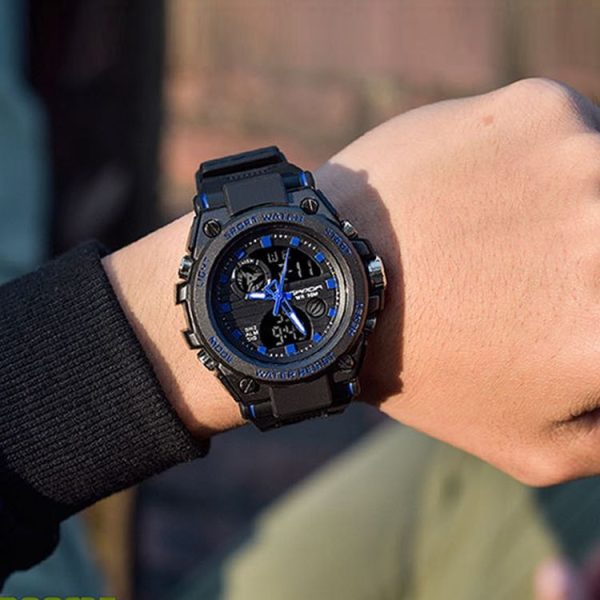 SANDA 739 Multifunctional Waterproof Sports Watch Chronograph Calendar Alarm Night Light Watch (Black) - Image 8