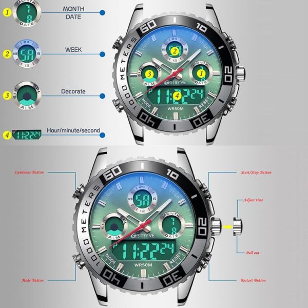 STRYVE S8023 Sports Watch Nights Light Waterproof Timing Alarm Men Watch (Black) - Image 5