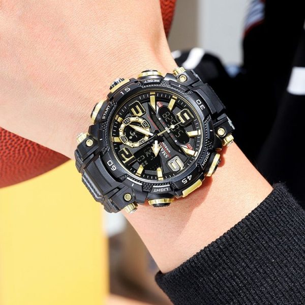 SMAEL 1921 Men Dual Movement Sports Watch Multifunctional Time Night Light Alarm Student Wrist Watch (Black Blue) - Image 7