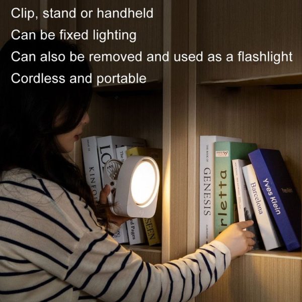 Eye-care Study Desk Lamp Dormitory Bedside Reading Rechargeable Clip-On Night Lamp (White) - Image 10