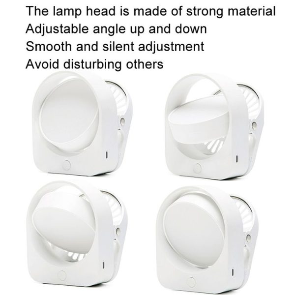 Eye-care Study Desk Lamp Dormitory Bedside Reading Rechargeable Clip-On Night Lamp (White) - Image 6