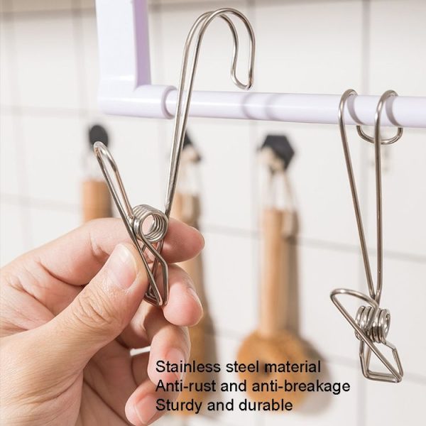12pcs With Long Tail Clothes Drying Clip Stainless Steel Ribbon Hook Hanging Clip - Image 3