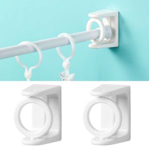 2pcs / Pack Turnable Circle Triangle Ring Telescopic Rod Hook Props Fixed Bracket, Color: White Adhesive Model