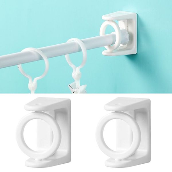 2pcs / Pack Turnable Circle Triangle Ring Telescopic Rod Hook Props Fixed Bracket, Color: White Adhesive Model