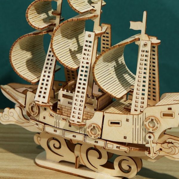 LG807 Ocean Sailboat 3D Wooden Puzzle Children Educational Toys DIY Handmade Ornaments - Image 5