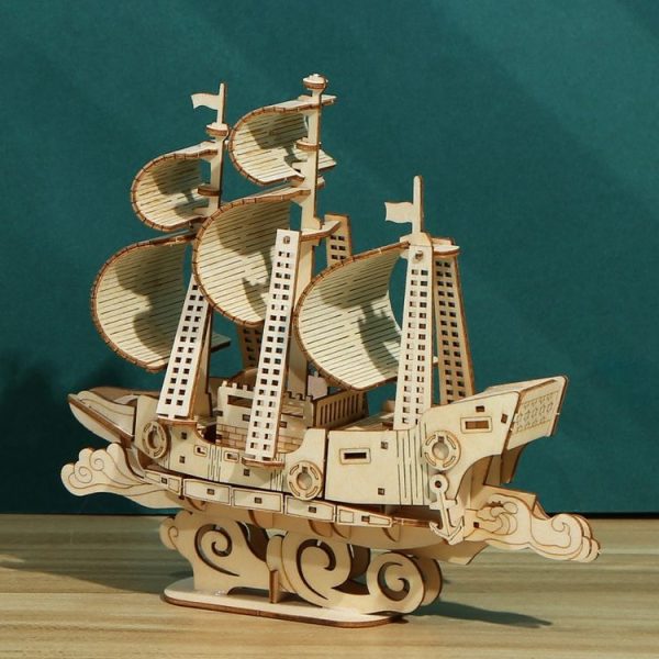 LG807 Ocean Sailboat 3D Wooden Puzzle Children Educational Toys DIY Handmade Ornaments - Image 6