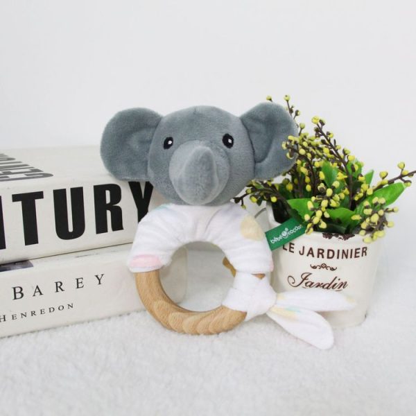 Baby Hand Rattles Toys Hand Grip Stick Newborn Soothing Toys, Style: Little Grey Elephant