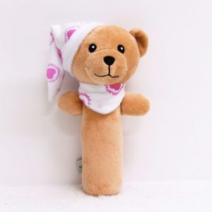 Baby Hand Rattles Toys Hand Grip Stick Newborn Soothing Toys, Style: Sleep Bear Pink Bibi Style