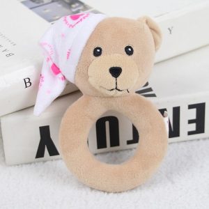 Baby Hand Rattles Toys Hand Grip Stick Newborn Soothing Toys, Style: Sleep Bear Pink Rattle