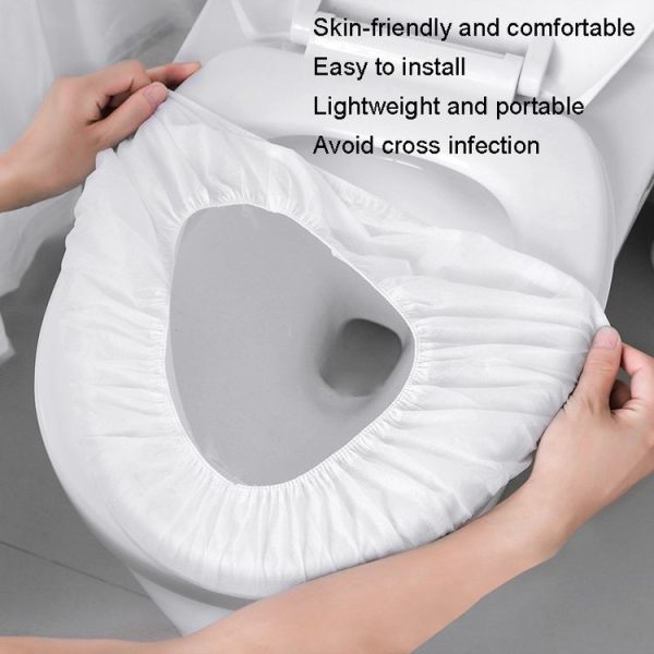 20pcs Paste Portable Waterproof Non-woven Disposable Toilet Seat Cover (White) - Image 6