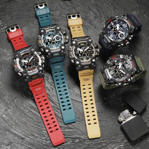 SMAEL 8072 Alloy Outdoor Multifunctional Electronic Watch Men Dual Display Waterproof Watch (Red) - Image 7