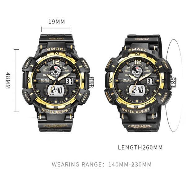 SMAEL 8045 Outdoor Waterproof Time Sports Luminous Dual Display Watch (Red) - Image 3