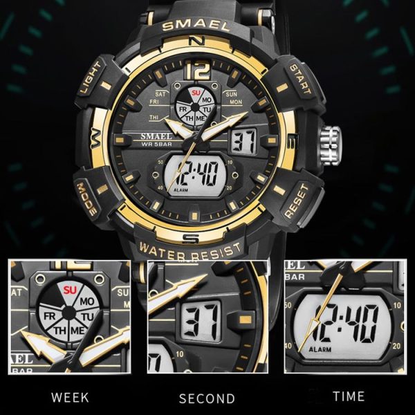 SMAEL 8045 Outdoor Waterproof Time Sports Luminous Dual Display Watch (Red) - Image 5