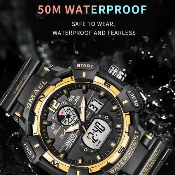SMAEL 8045 Outdoor Waterproof Time Sports Luminous Dual Display Watch (Red) - Image 7