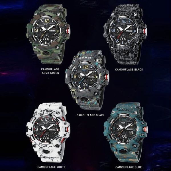 SMAEL 8008 Outdoor Waterproof Camouflage Sports Electronic Watch Luminous Multi-function Waist Watch (Camouflage Army Green) - Image 2