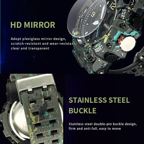 SMAEL 8008 Outdoor Waterproof Camouflage Sports Electronic Watch Luminous Multi-function Waist Watch (Camouflage Army Green) - Image 3