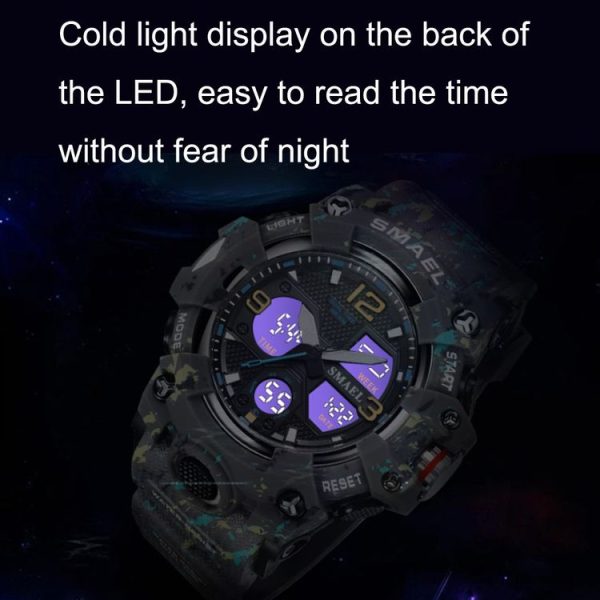 SMAEL 8008 Outdoor Waterproof Camouflage Sports Electronic Watch Luminous Multi-function Waist Watch (Camouflage Army Green) - Image 5