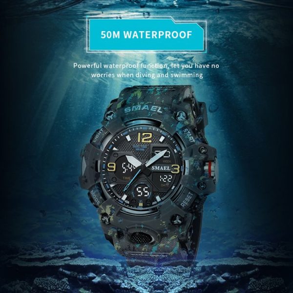 SMAEL 8008 Outdoor Waterproof Camouflage Sports Electronic Watch Luminous Multi-function Waist Watch (Camouflage Army Green) - Image 6