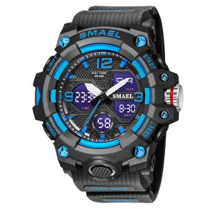 SMAEL 8008 Outdoor Sports Multifunctional Waterproof Luminous Men Watch (Black Blue)