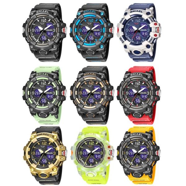 SMAEL 8008 Outdoor Sports Multifunctional Waterproof Luminous Men Watch (Black Blue) - Image 2