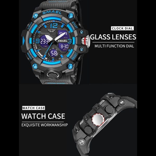 SMAEL 8008 Outdoor Sports Multifunctional Waterproof Luminous Men Watch (Black Blue) - Image 3