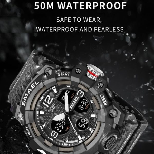 SMAEL 8008 Outdoor Sports Multifunctional Waterproof Luminous Men Watch (Black Blue) - Image 6