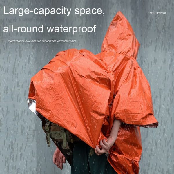Outdoor Cycling Thickened Reflective Windproof Multifunctional Raincoat (Orange) - Image 5