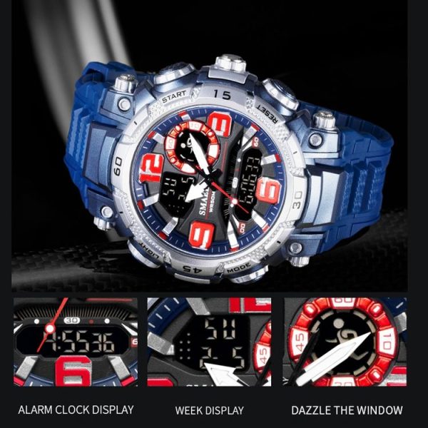 SMAEL 1921 Outdoor Sports Waterproof Men Luminous Time Watch Electronic Watch (Black Gold) - Image 4