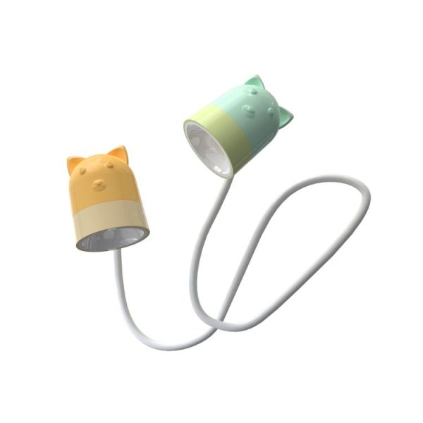 KD201 Portable Lamp Hanging Neck Reading LED Night Light, Style: Cat (Green+Yellow)
