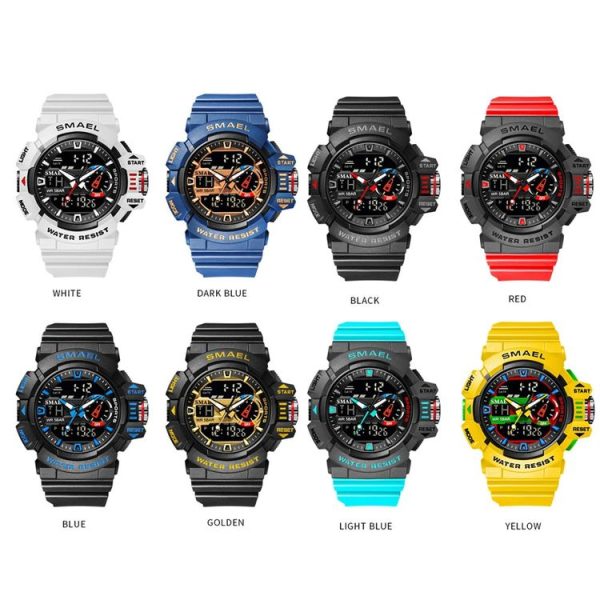 SMAEL 8043 Multifunctional Dual Display Shockproof Outdoor Waterproof Sports Quartz Watch (White) - Image 2