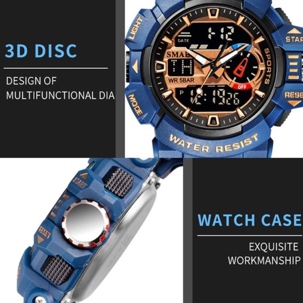 SMAEL 8043 Multifunctional Dual Display Shockproof Outdoor Waterproof Sports Quartz Watch (White) - Image 4