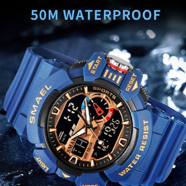 SMAEL 8043 Multifunctional Dual Display Shockproof Outdoor Waterproof Sports Quartz Watch (White) - Image 5