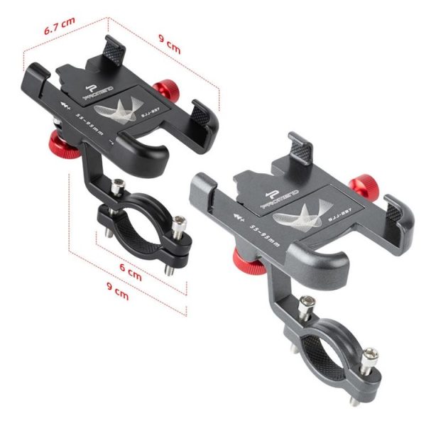 PROMEND SJJ-297 Aluminum Alloy Rotation Adjustable Bicycle Mobile Phone Bracket (Titanium) - Image 2