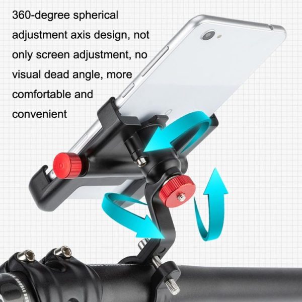 PROMEND SJJ-297 Aluminum Alloy Rotation Adjustable Bicycle Mobile Phone Bracket (Titanium) - Image 4