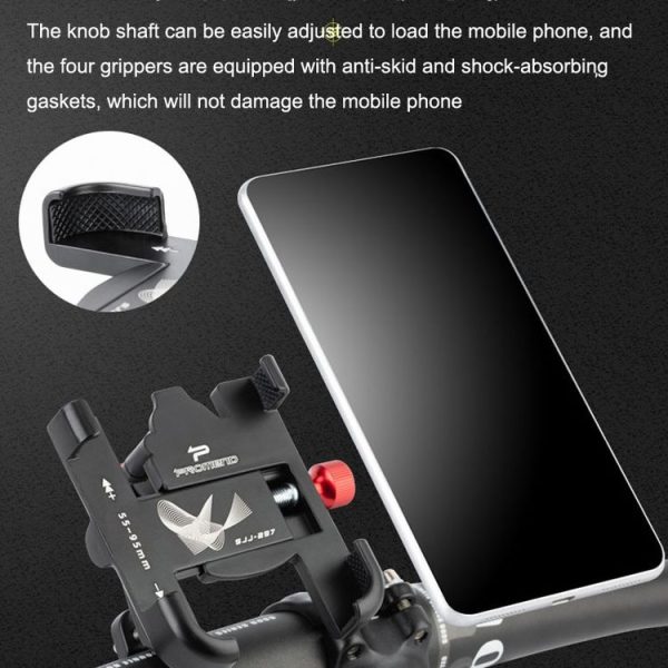 PROMEND SJJ-297 Aluminum Alloy Rotation Adjustable Bicycle Mobile Phone Bracket (Titanium) - Image 5