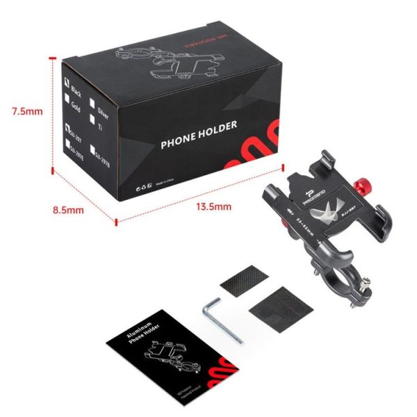 PROMEND SJJ-297 Aluminum Alloy Rotation Adjustable Bicycle Mobile Phone Bracket (Titanium) - Image 7