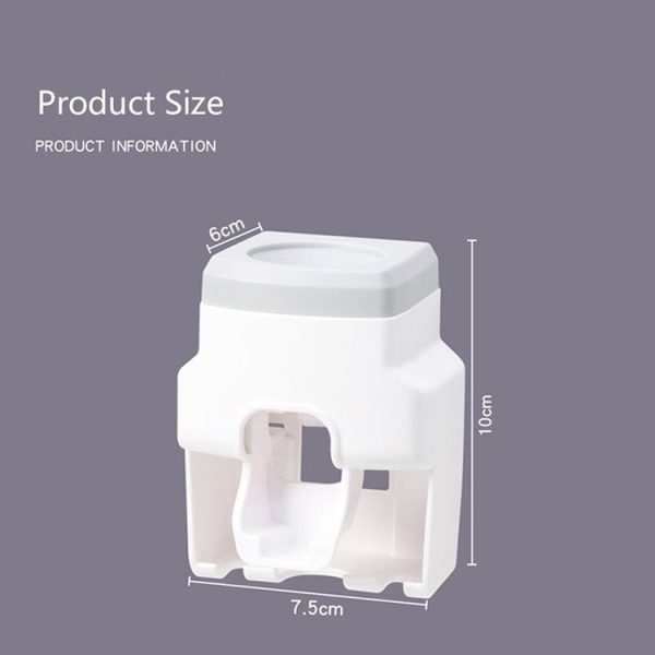 2pcs 2 In 1 Wall-mounted Automatic Toothpaste Squeezer Toothbrush Holder (Gray) - Image 3