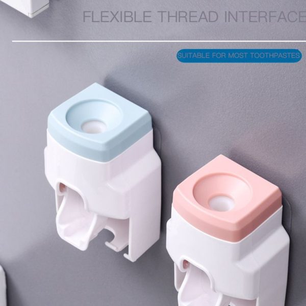 2pcs 2 In 1 Wall-mounted Automatic Toothpaste Squeezer Toothbrush Holder (Gray) - Image 5