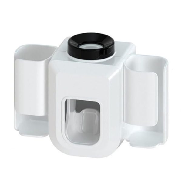Electric Toothbrush Holder Automatic Toothpaste Squeezer Bathroom Wall Mounted Toothpaste Holder (White)
