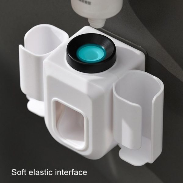 Electric Toothbrush Holder Automatic Toothpaste Squeezer Bathroom Wall Mounted Toothpaste Holder (White) - Image 3