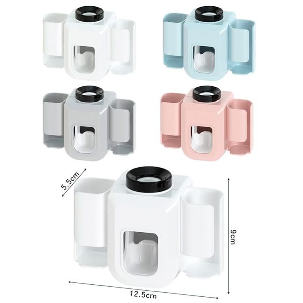 Electric Toothbrush Holder Automatic Toothpaste Squeezer Bathroom Wall Mounted Toothpaste Holder (White) - Image 9