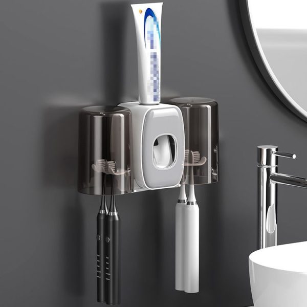 Couple Wall Mounted Toothbrush Holder Automatic Squeeze Toothpaste Device, Spec: Ordinary White