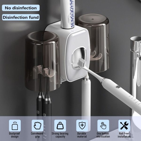Couple Wall Mounted Toothbrush Holder Automatic Squeeze Toothpaste Device, Spec: Ordinary White - Image 2