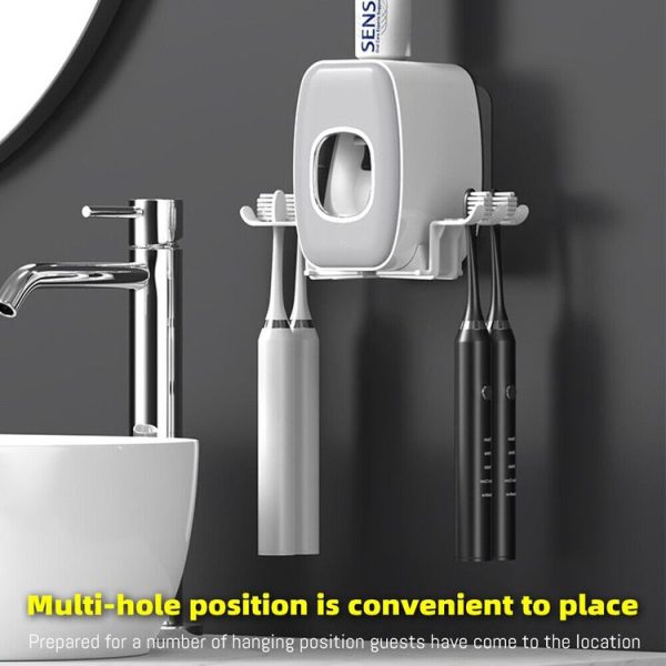 Couple Wall Mounted Toothbrush Holder Automatic Squeeze Toothpaste Device, Spec: Ordinary White - Image 5