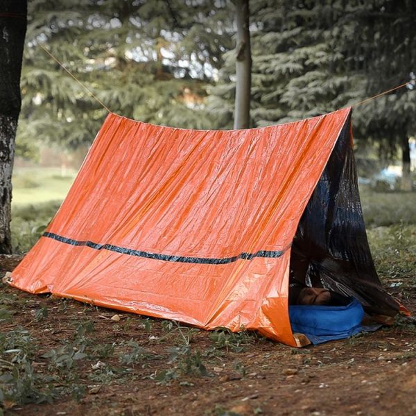 Portable Aluminum Film Outdoor Emergency Warming Triangular Tent (Orange) - Image 2