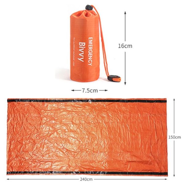 Portable Aluminum Film Outdoor Emergency Warming Triangular Tent (Orange) - Image 3