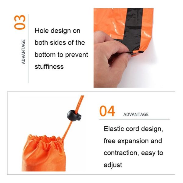 Portable Aluminum Film Outdoor Emergency Warming Triangular Tent (Orange) - Image 6