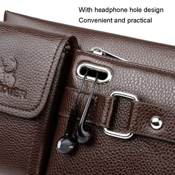 WEIXIER 8117 Men Sports Waist Bag Multi-Function Outdoor PU Bag (Brown) - Image 5